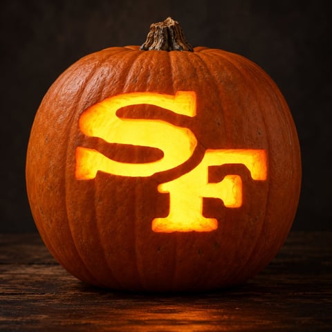 Illustrative pumpkin preview for the San Francisco 49ers carving stencil