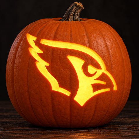 Illustrative pumpkin preview for the Arizona Cardinals carving stencil