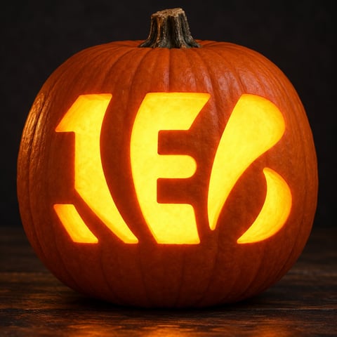 Illustrative pumpkin preview for the Cincinnati Bengals carving stencil