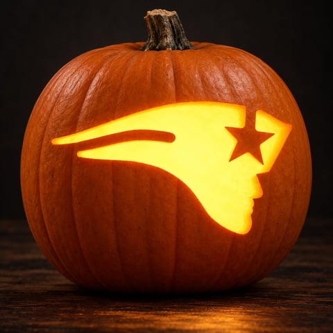 Illustrative pumpkin preview for the New England Patriots carving stencil