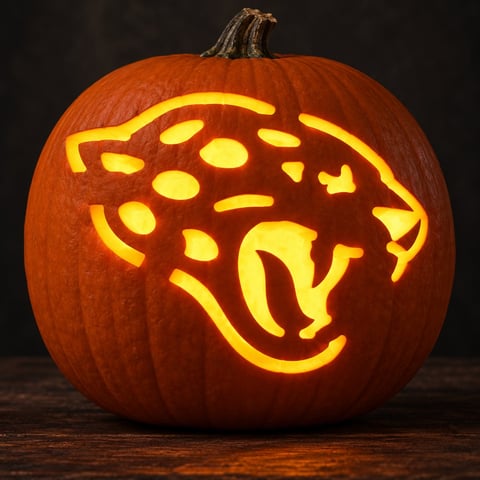 Illustrative pumpkin preview for the Jacksonville Jaguars carving stencil