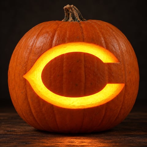 Illustrative pumpkin preview for the Chicago Bears carving stencil