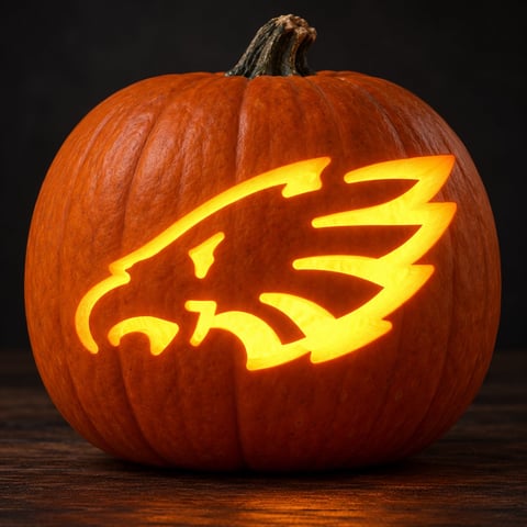 Illustrative pumpkin preview for the Philadelphia Eagles carving stencil