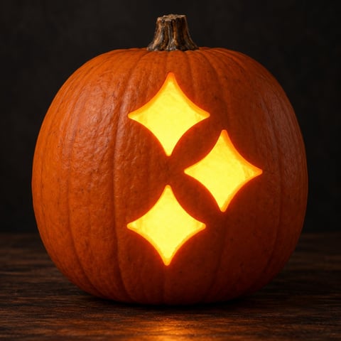 Illustrative pumpkin preview for the Pittsburgh Steelers carving stencil