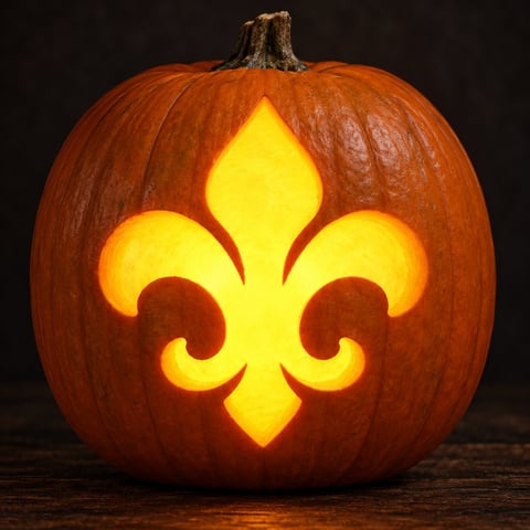 Illustrative pumpkin preview for the New Orleans Saints carving stencil