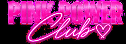 Neon pink Pink Power Club logo with a heart symbol