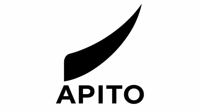 Apito logo featuring a black curved swoosh design above the text APITO