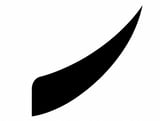 Black curved swoosh shape pointing upward to the right