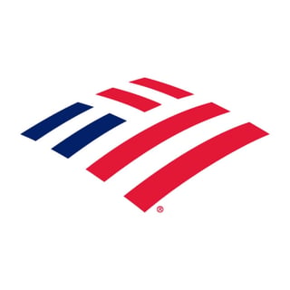 Bank of America logo featuring blue and red diagonal stripes arranged in an isometric pattern