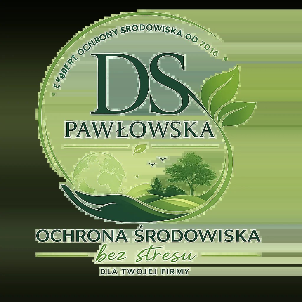 DS Pawlowska environmental protection logo with green leaves and trees in a circular design