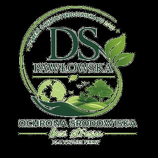 DS Pawlowska environmental protection logo with green leaves and trees in a circular design