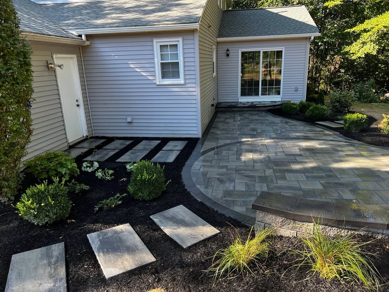 Backyard Patio & Stepping Stone Walkway by Damare Landscaping
