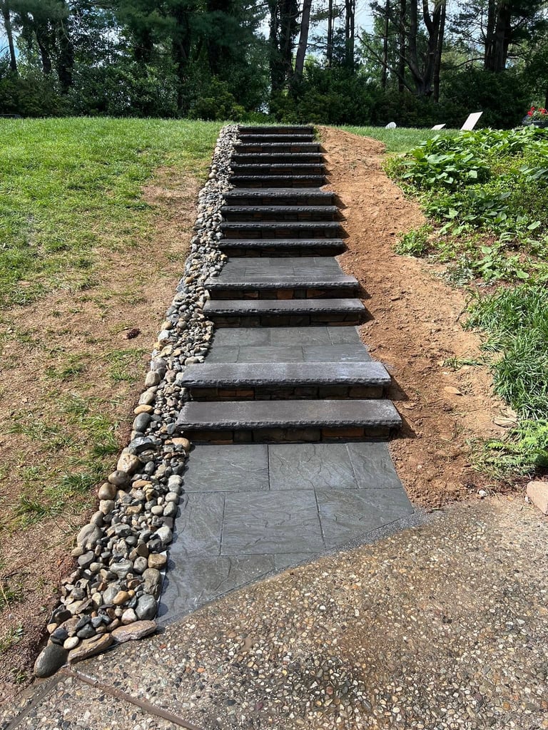 Stone Walkway & Staircase by Damare Landscaping