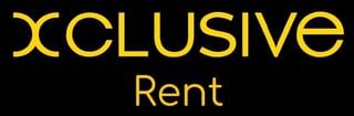 XClusive Rent logo in yellow text on black background