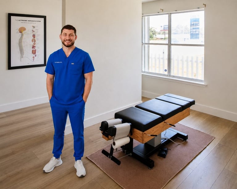 Dr. Taylor Bagley, D.C. — trusted Navarre chiropractor providing pediatric and family chiropractic wellness care in his modern Navarre FL treatment room