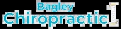 Bagley Chiropractic logo with blue text and white accent