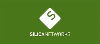 Silica Networks logo with white S symbol on rotated square against green background