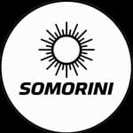 Somorini logo with sun icon and brand name on white circular background