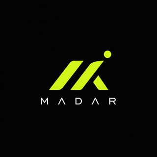 Madar logo with yellow geometric shapes forming abstract radar symbol and company name in white text
