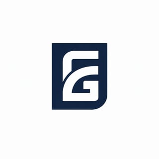 Dark blue square logo with white letter G design, minimalist geometric style