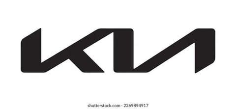 KIA logo, black geometric design with stylized letters on white background