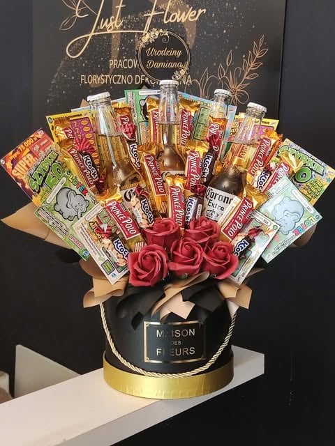 FlowerBox Wino z Czerwonymi Różami