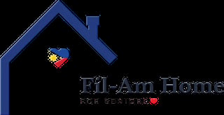 Fil-Am Home for Seniors logo featuring a blue house outline with a Filipino flag and heart symbol