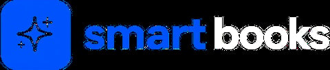 Smartbooks logo with blue square containing a book icon and company name in blue and white text