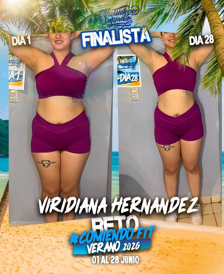 Transformación fitness de Viridiana Hernández — Día 1 vs Día 28 del Reto #ComiendoFit
