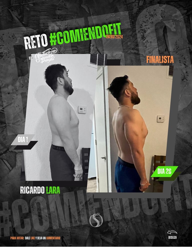 Transformación fitness de Ricardo Lara — Día 1 vs Día 25 del Reto #ComiendoFit