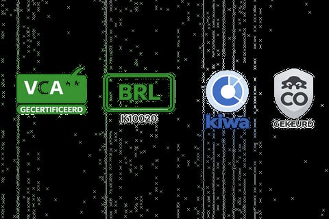 Certificeringen BRR Eco Solutions: VCA Gecertificeerd, BRL K10020, Kiwa en CO Gekeurd
