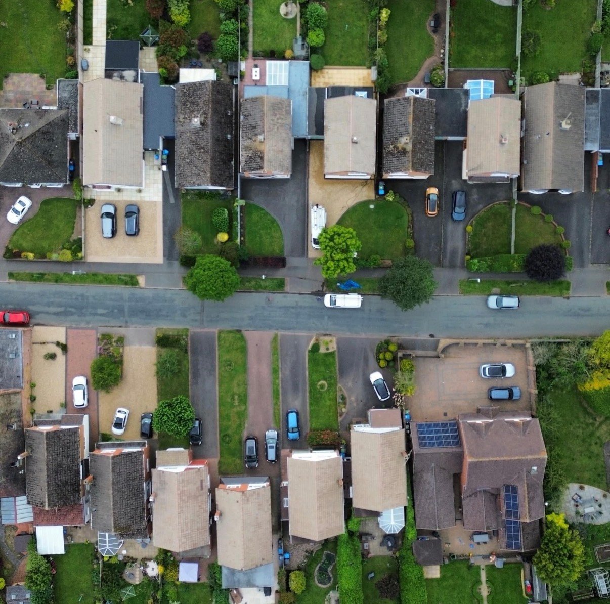 Aerial view of Wolverhampton residential area
