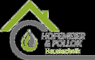 Hofemeier and Pollok Haustechnik logo with green roof outline and water droplet symbol
