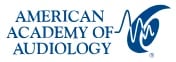American Academy of Audiology logo with blue text and ear symbol