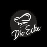 Gasthaus Die Ecke restaurant logo featuring a chefs hat in a dark circular badge with white script lettering
