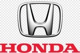 Honda logo featuring silver H emblem in rounded square frame with red HONDA text below