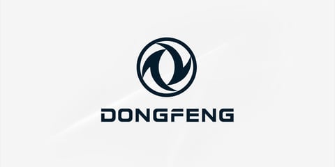 Dongfeng company logo featuring a stylized circular yin-yang design in dark blue
