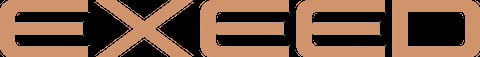 EXEED logo with beige background and black horizontal lines forming stylized text