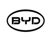 BYD logo - black oval badge with BYD text in bold letters