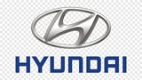 Hyundai company logo featuring a stylized silver H symbol above blue text