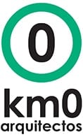 KM0 Arquitectos logo featuring a green circle with black zero and company name text below