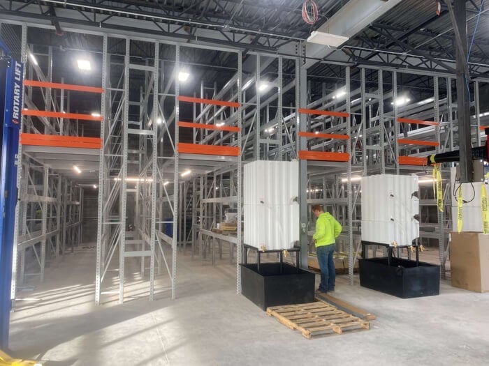 Food processing production area with stainless steel storage, processing equipment, and code-compliant motor control wiring — CN Electrical food facility electrical services in Chilliwack, BC
