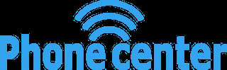 Phone center logo with blue text and wifi signal symbol above