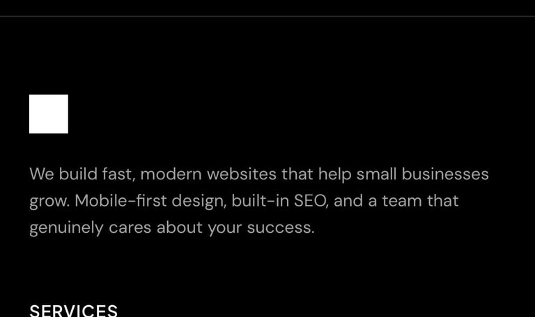 Website design company tagline describing mobile-first websites and SEO services for small business growth