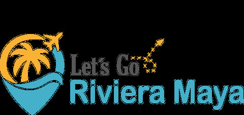 Let's Go Riviera Maya - logo con palmera, ola y avión
