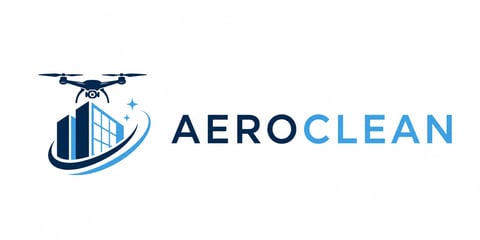 AeroClean logo featuring a drone above a building with swoosh design and company name