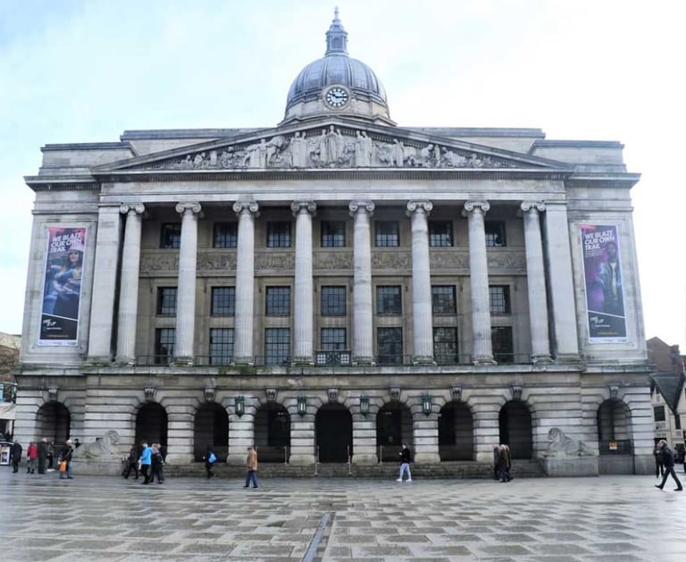 A civic council building, representing UK local government.