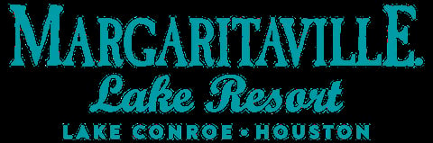 Margaritaville Lake Resort logo in turquoise text with Lake Conroe Houston location