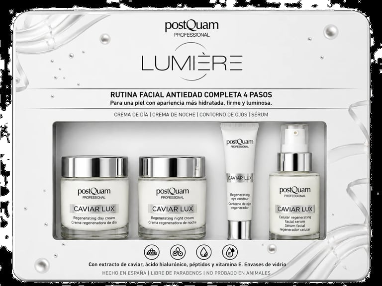 Rutina facial antiedad completa de cuatro pasos de postQuam Lumiere
