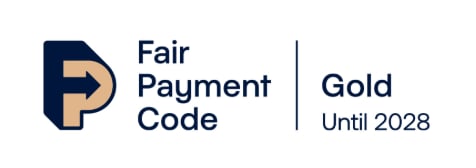 Fair Payment Code Gold certification logo valid until 2028